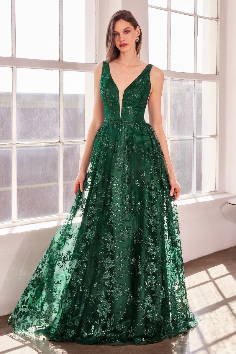 Glitter Print A-Line Gown By Amoris T606 - Women Evening Formal Gown - Special Occasion