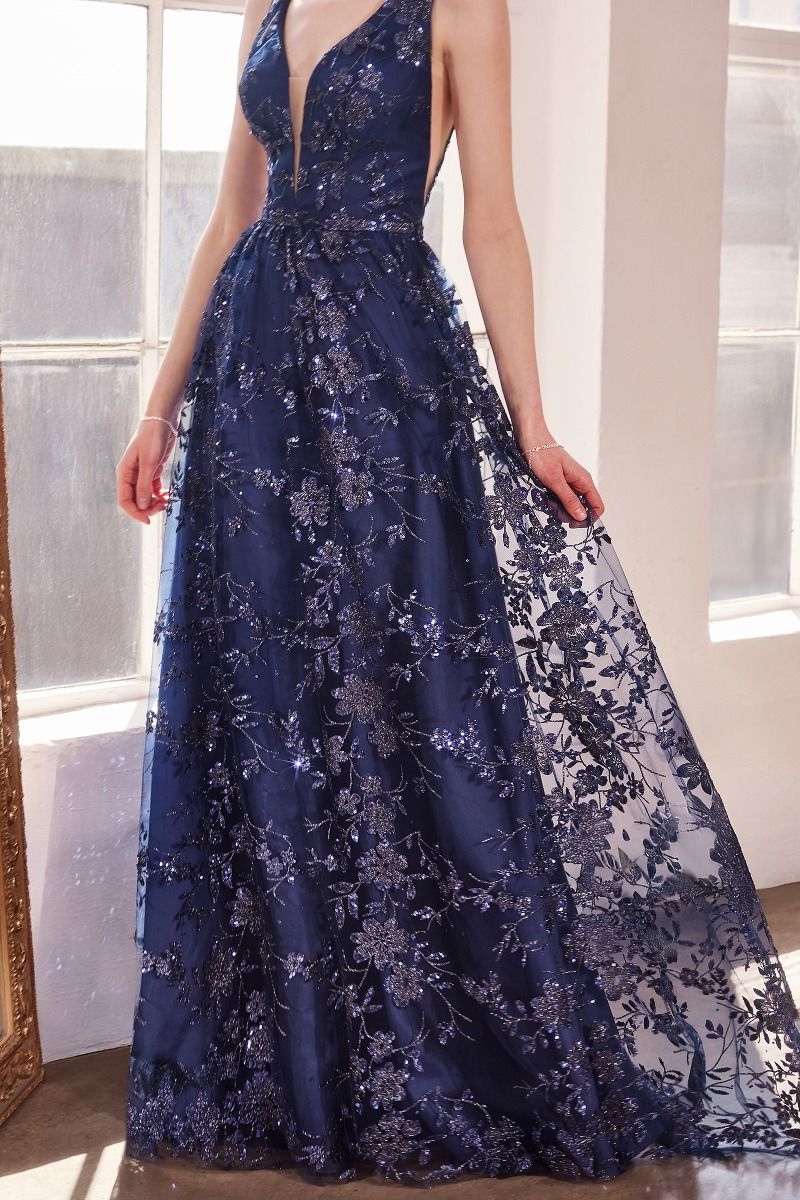 Glitter Print A-Line Gown By Amoris T606 - Women Evening Formal Gown - Special Occasion