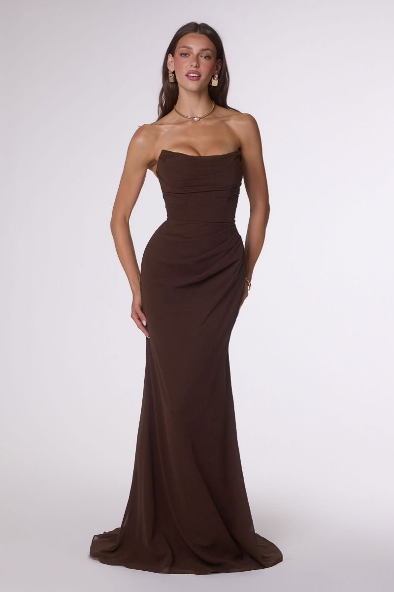 Chiffon Scoop Neckline Gown By Amoris T702 - Women Evening Formal Gown - Special Occasion