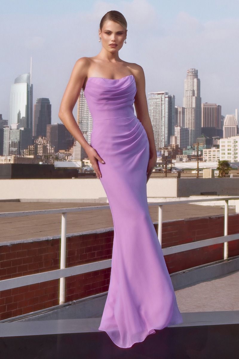 Chiffon Scoop Neckline Gown By Amoris T702 - Women Evening Formal Gown - Special Occasion