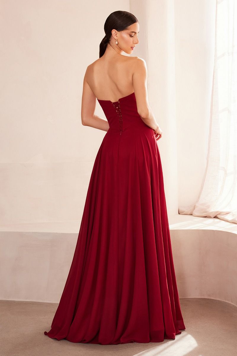 Strapless Cowl Neckline A-Line Gown By Amoris T703 - Women Evening Formal Gown - Special Occasion