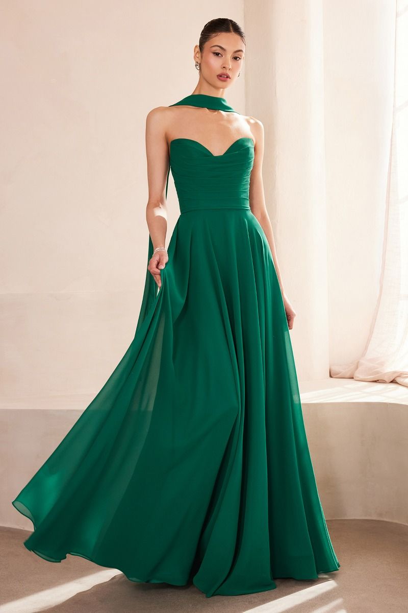Strapless Cowl Neckline A-Line Gown By Amoris T703 - Women Evening Formal Gown - Special Occasion