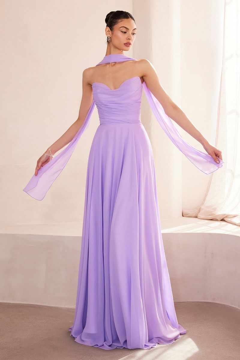 Strapless Cowl Neckline A-Line Gown By Amoris T703 - Women Evening Formal Gown - Special Occasion