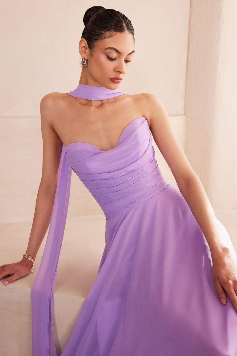 Strapless Cowl Neckline A-Line Gown By Amoris T703 - Women Evening Formal Gown - Special Occasion