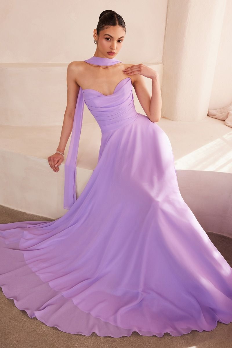 Strapless Cowl Neckline A-Line Gown By Amoris T703 - Women Evening Formal Gown - Special Occasion