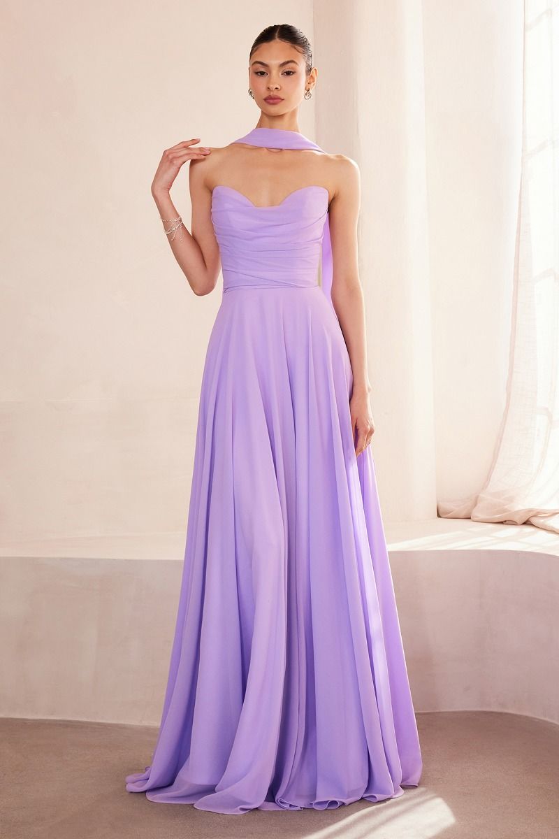 Strapless Cowl Neckline A-Line Gown By Amoris T703 - Women Evening Formal Gown - Special Occasion