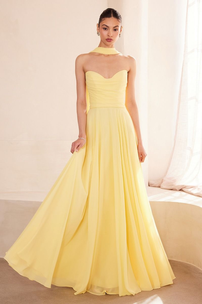 Strapless Cowl Neckline A-Line Gown By Amoris T703 - Women Evening Formal Gown - Special Occasion