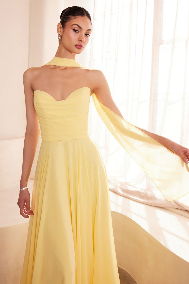 Strapless Cowl Neckline A-Line Gown By Amoris T703 - Women Evening Formal Gown - Special Occasion