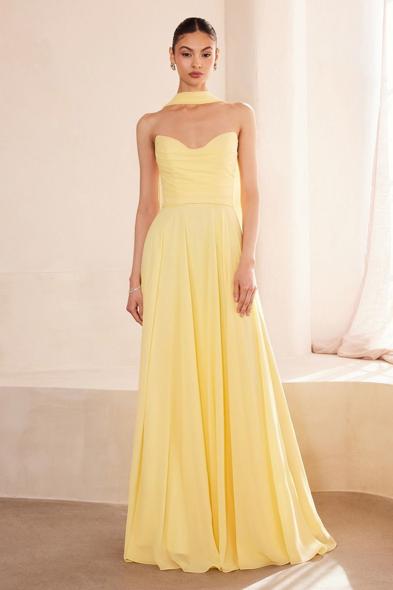 Strapless Cowl Neckline A-Line Gown By Amoris T703 - Women Evening Formal Gown - Special Occasion