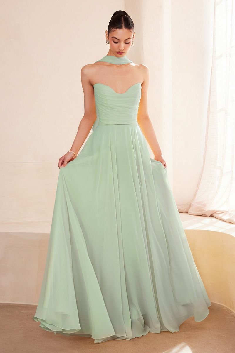 Strapless Cowl Neckline A-Line Gown By Amoris T703 - Women Evening Formal Gown - Special Occasion