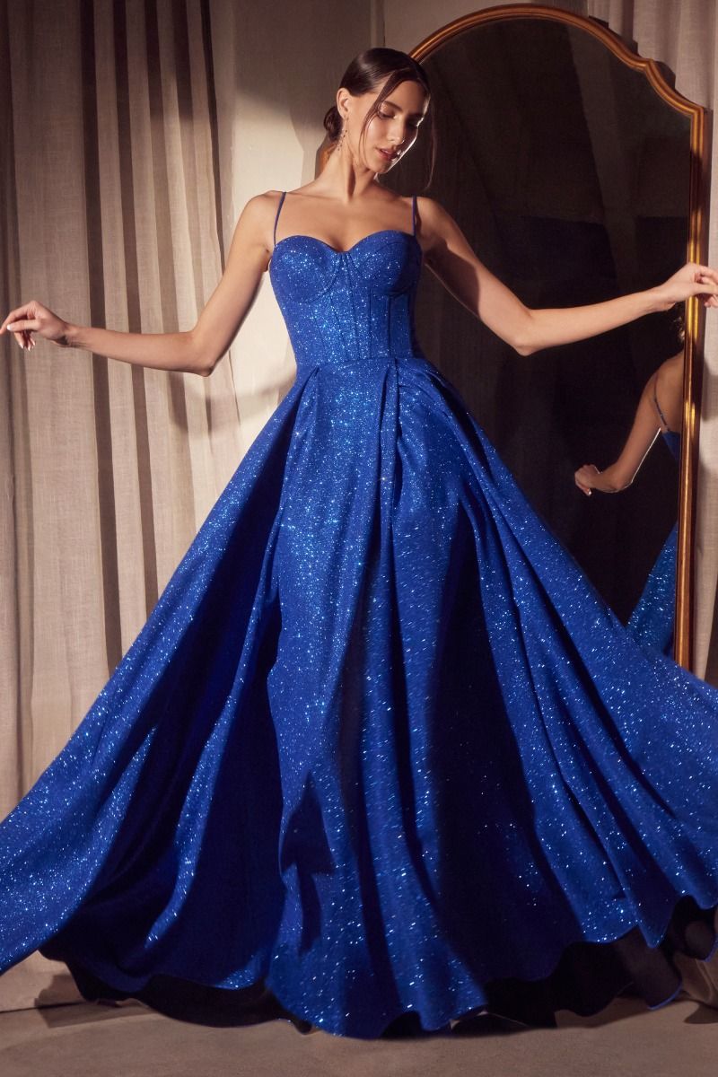 Amoris T706 Shimmering A Line Gown, Royal / XS Amoris T706 Shimmering A Line Gown, Royal / XS