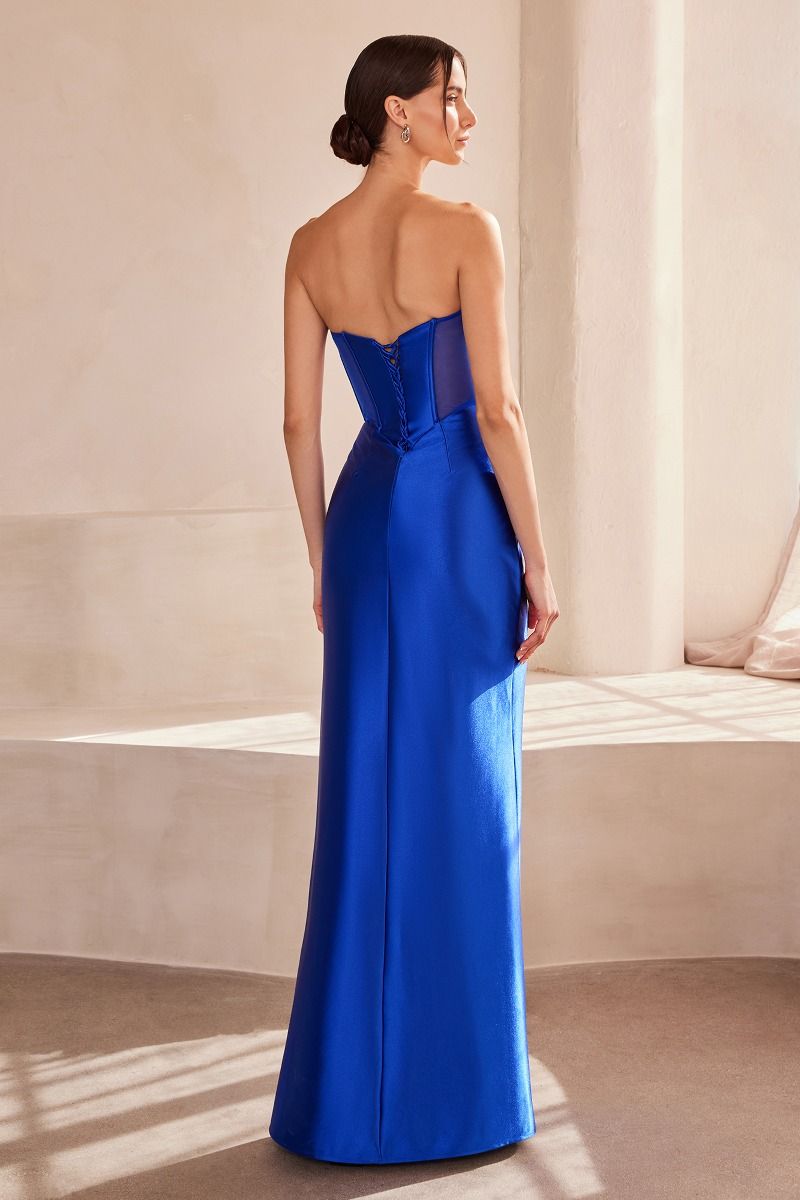 Strapless Sweetheart Leg Slit Gown By Amoris T708 - Women Evening Formal Gown - Special Occasion