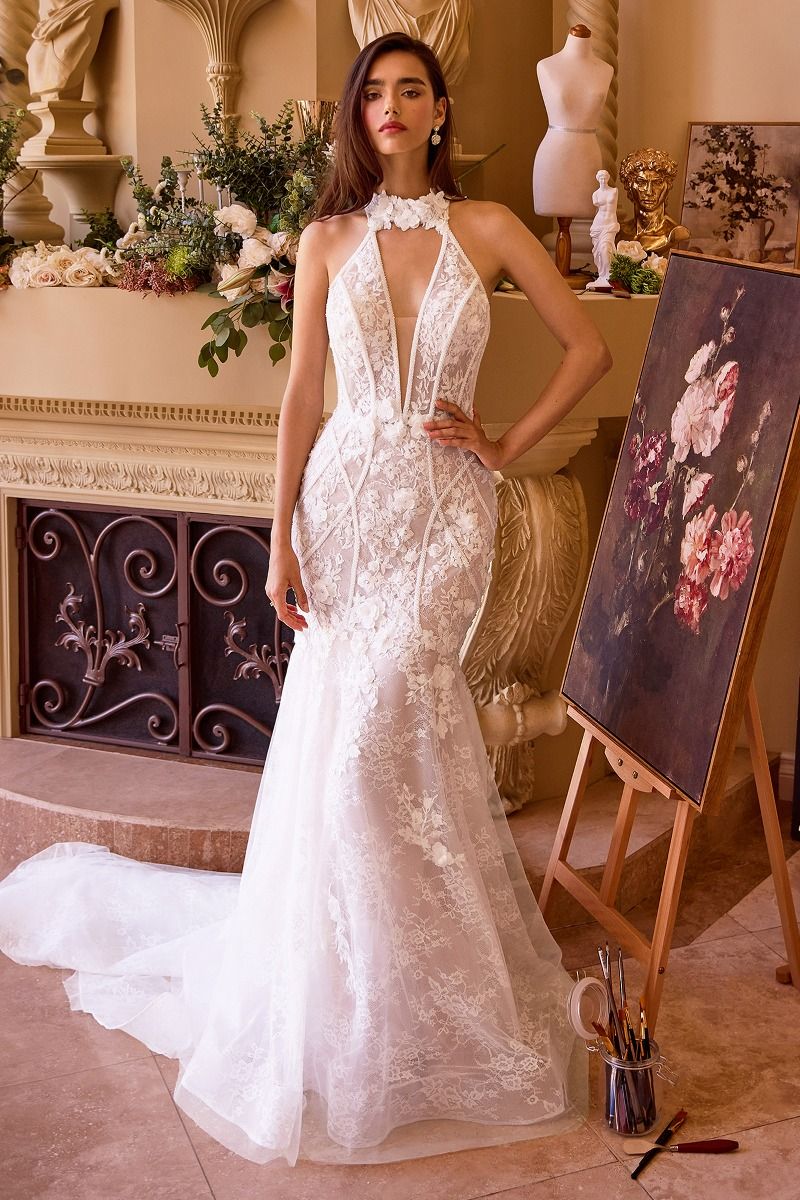 Fit & Flare Halter Neck Mermaid Bridal Gown by Andrea and Leo WL019