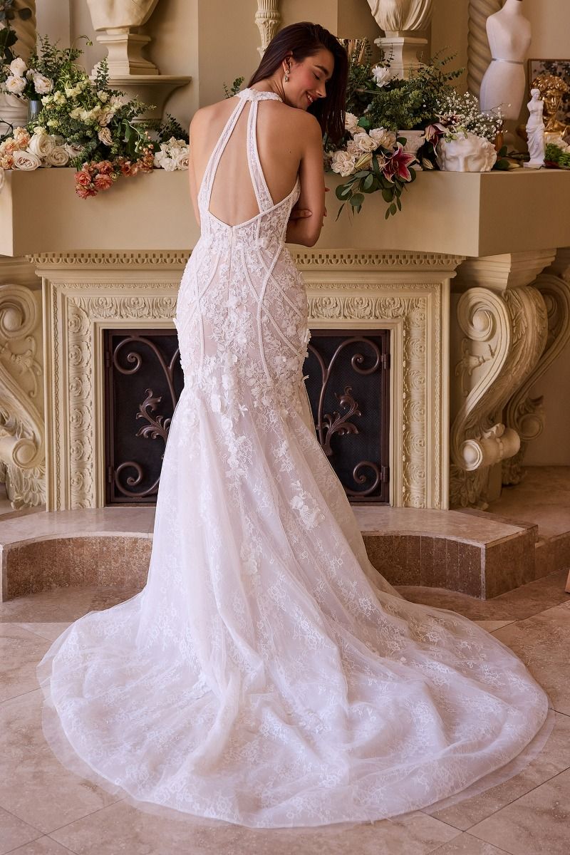 Fit & Flare Halter Neck Mermaid Bridal Gown by Andrea and Leo WL019