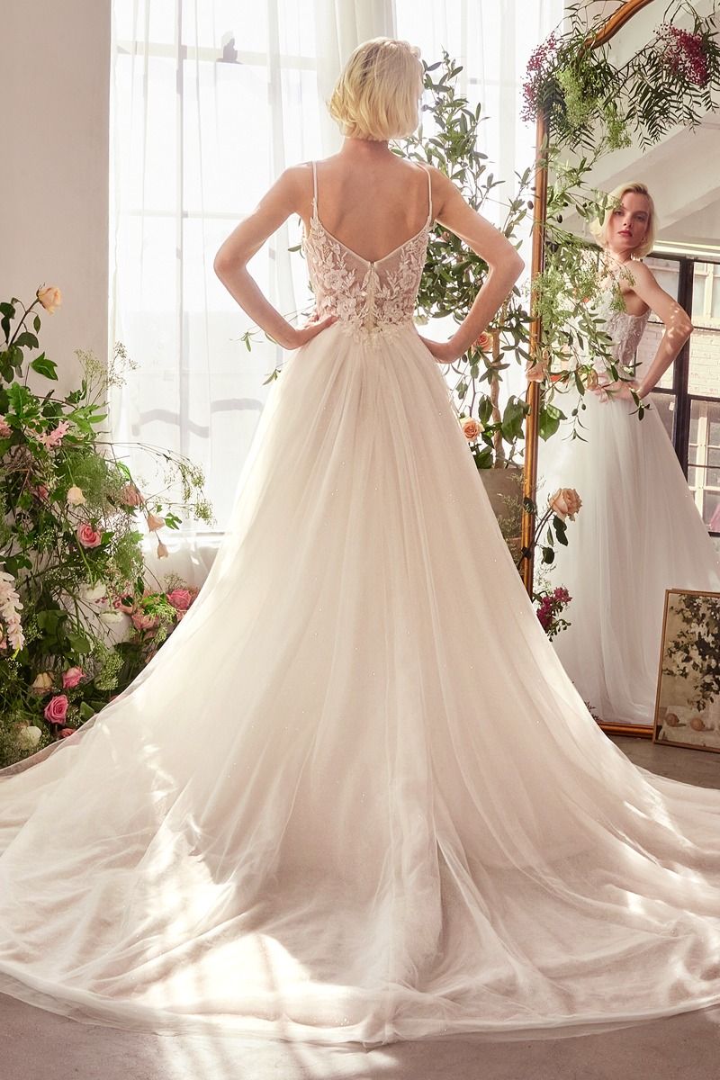 Lace V-Neckline A-Line Bridal Gown by Andrea and Leo WL029