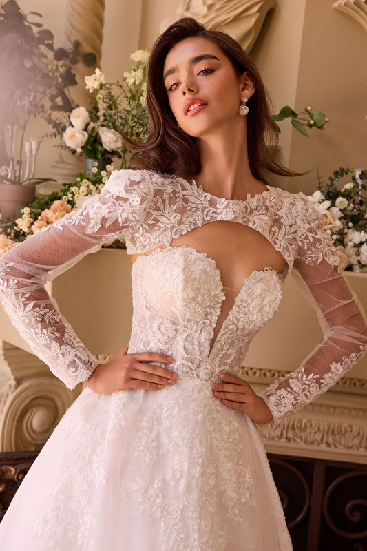 Strapless Layered Tulle and Lace Bridal Gown by Andrea and Leo WL037