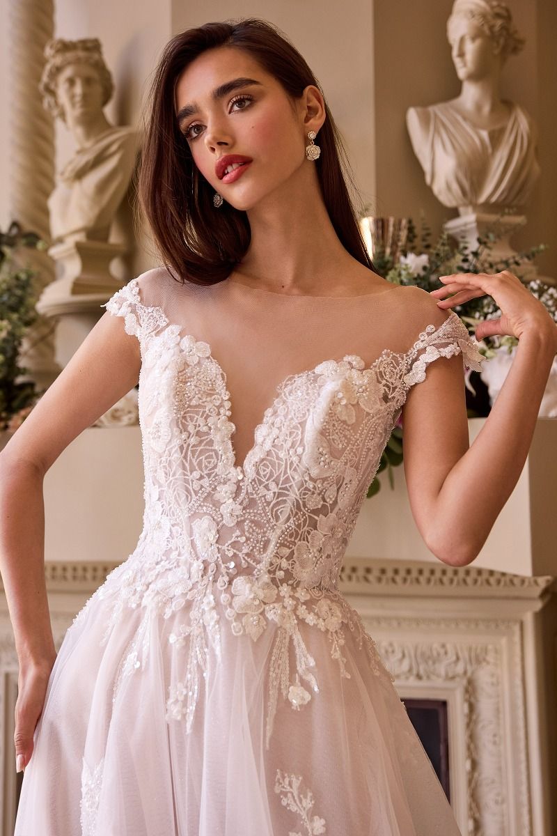 Illusion Neckline Layered Tulle Bridal Gown by Andrea & Leo Couture WL038 - Special Occasion