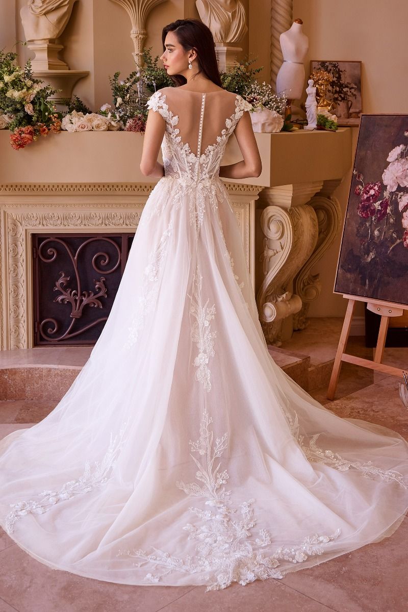Illusion Neckline Layered Tulle Bridal Gown by Andrea & Leo Couture WL038 - Special Occasion