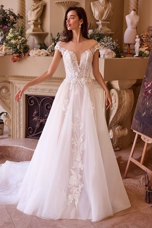 Illusion Neckline Layered Tulle Bridal Gown by Andrea & Leo Couture WL038 - Special Occasion