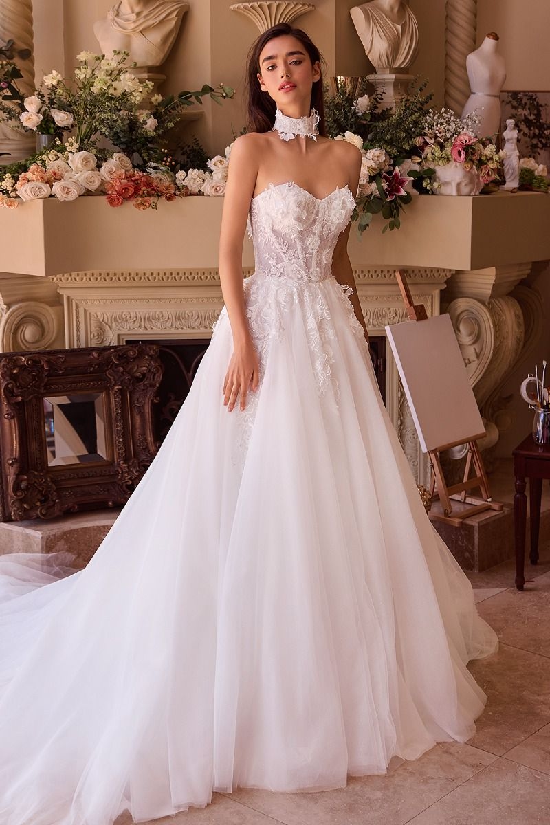 Strapless Sweetheart Neckline Lace & Tulle Bridal Gown by Andrea and Leo WL041 - Special Occasion