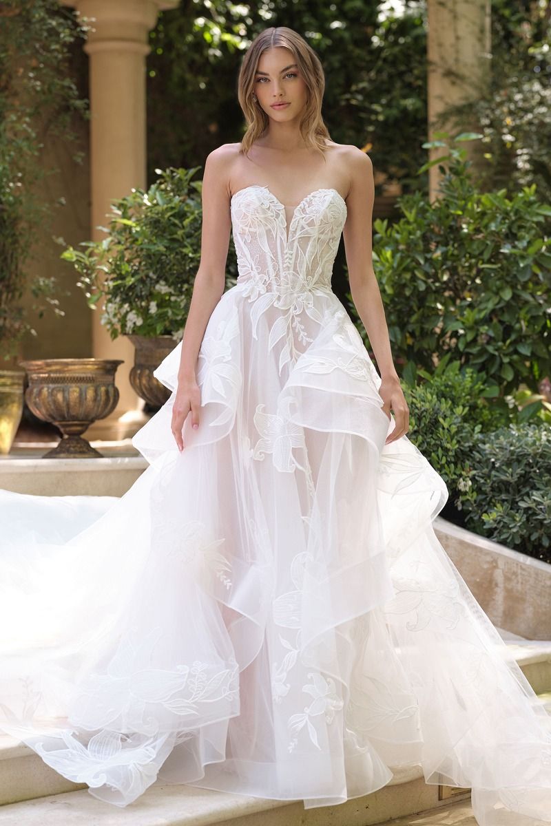 Strapless Sweetheart Neckline Bridal Gown by Andrea & Leo Couture WL059 Off White / 16