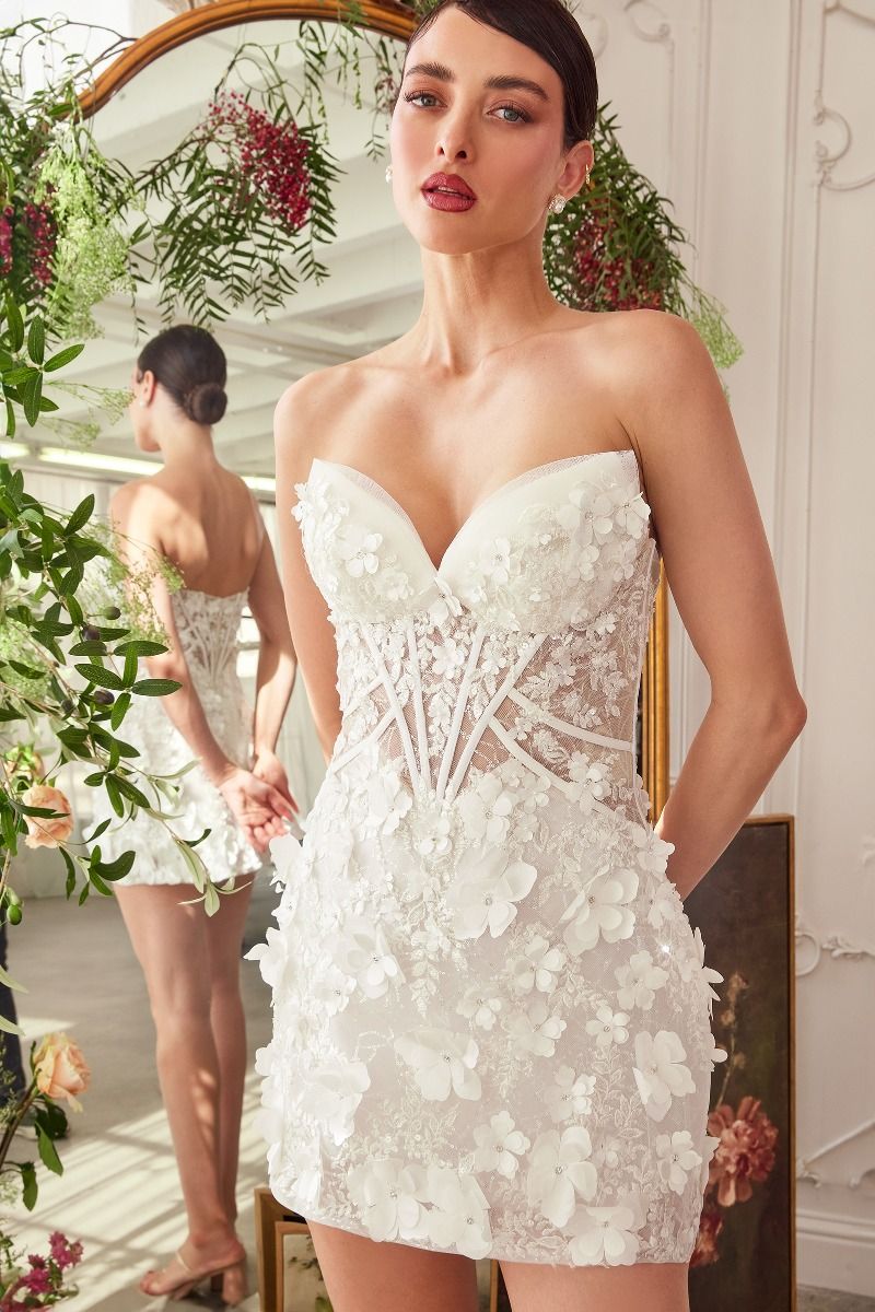 Strapless Sweetheart Neckline Bridal Short Gown by Andrea and Leo WL083