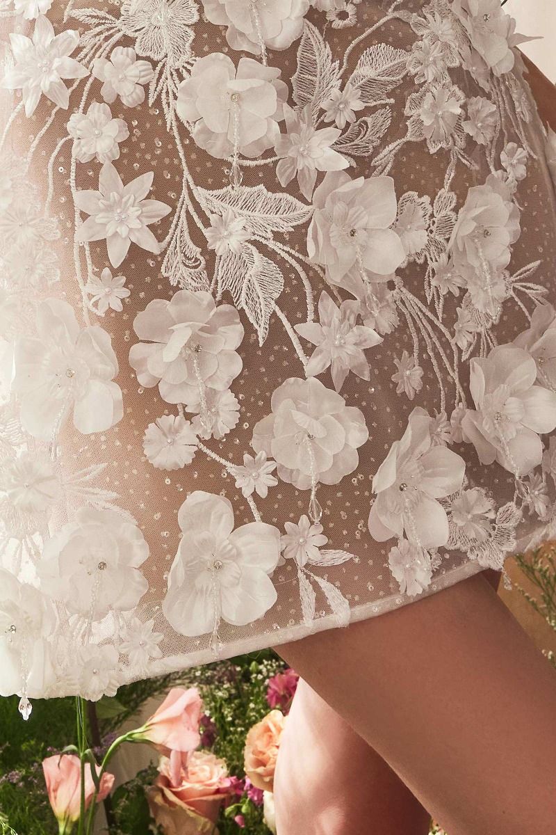 Strapless Lace Applique A-Line Bridal Short Gown by Andrea and Leo WL085
