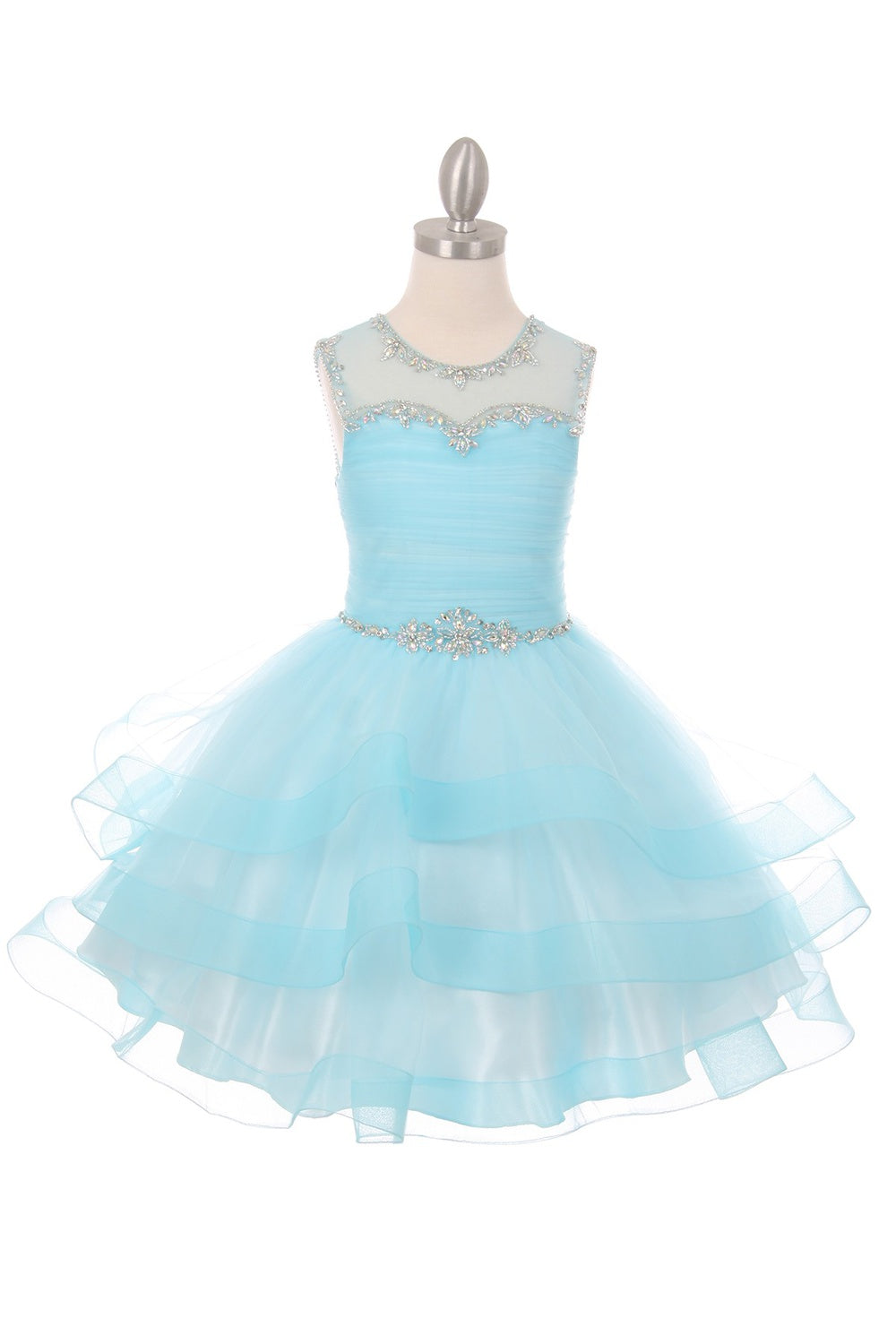 Beaded Stones Bodice Organza Tulle Girl Party Dress by Cinderella Couture USA AS5050