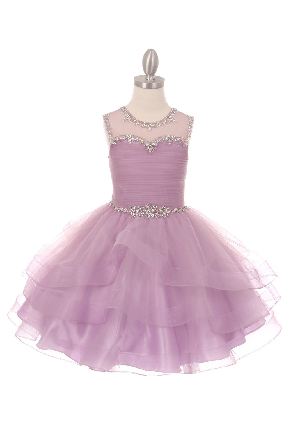 Beaded Stones Bodice Organza Tulle Girl Party Dress by Cinderella Couture USA AS5050