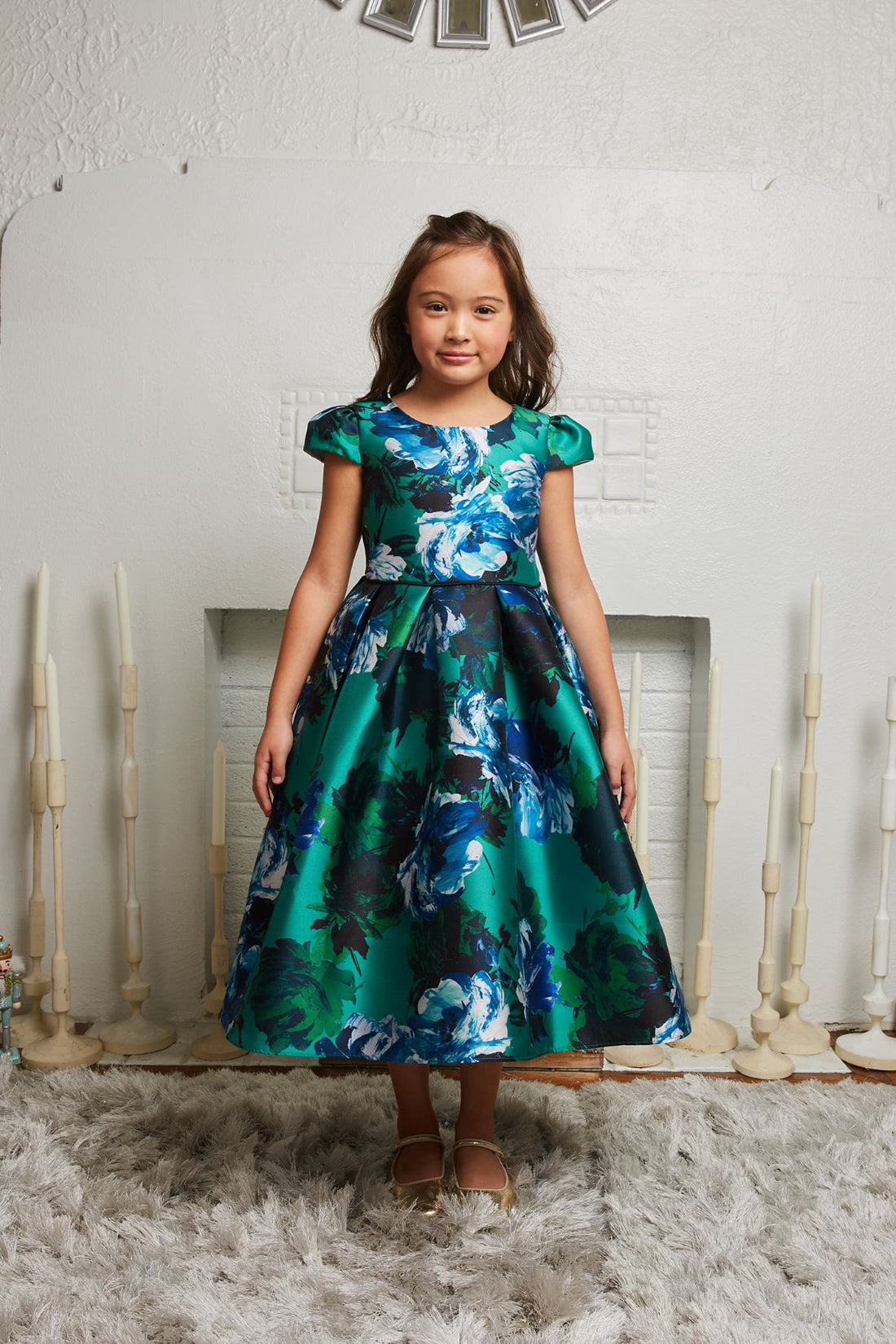 Watercolor Mikado Girl Party Dress by AS546 Kids Dream - Girl Formal Dresses Green / 18.5 Watercolor Mikado Girl Party Dress by AS546 Kids Dream - Girl Formal Dresses Green / 18.5