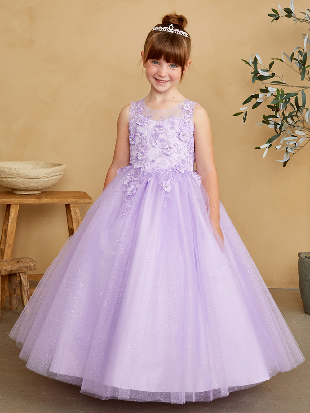 Girl Mini-Quince with Floral Tulle Bodice Dress by TIPTOP KIDS - AS7038