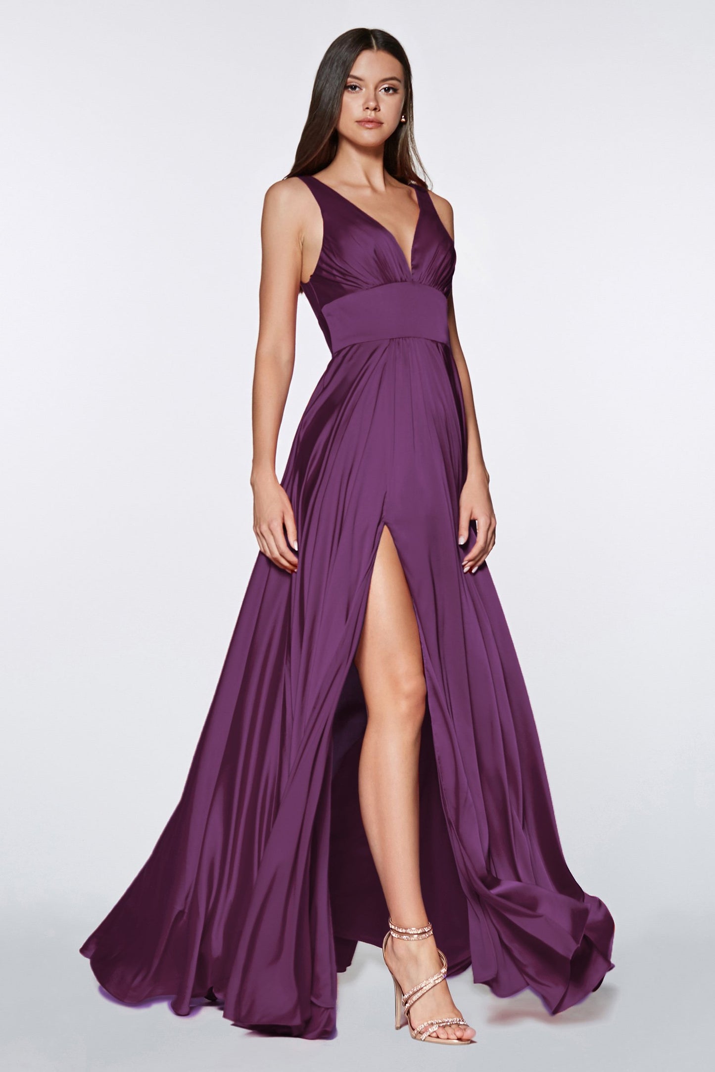 Satin Flowy A-line Dress by Cinderella Divine - 7469 (size 14-22) - Special Occasion/Curves