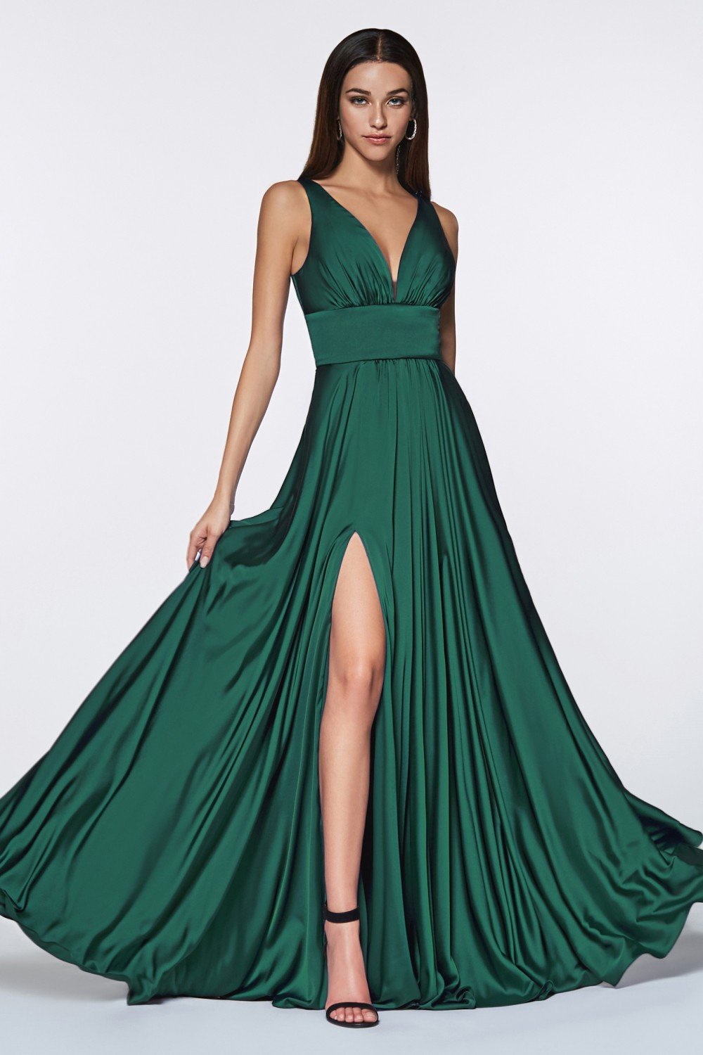 Satin Flowy A-line Dress by Cinderella Divine - 7469 (size 14-22) - Special Occasion/Curves