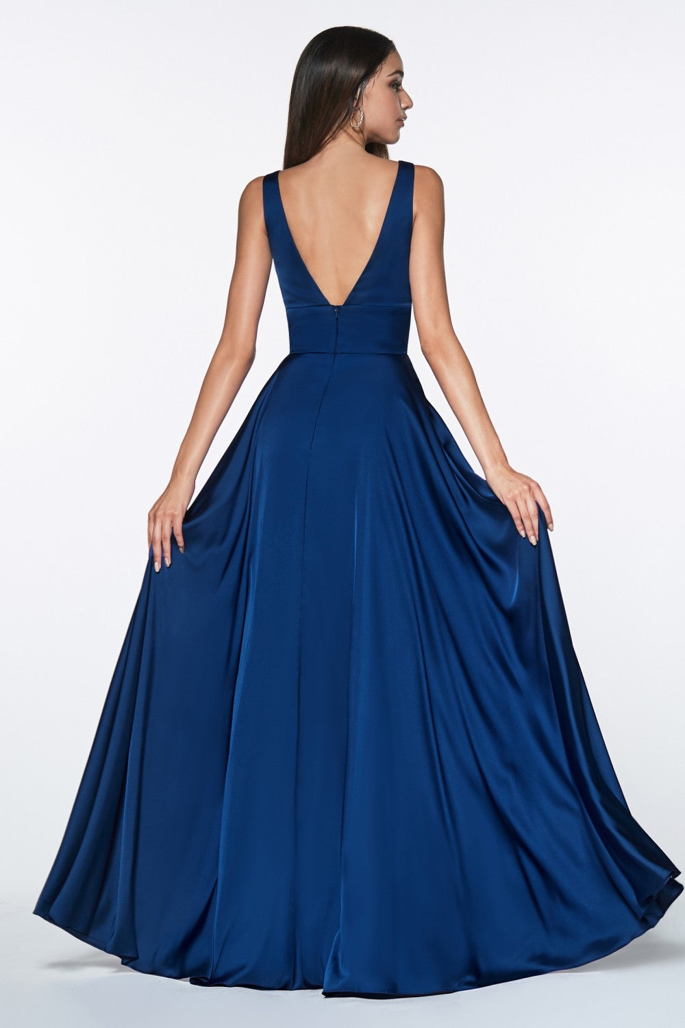 Satin Flowy A-line Dress by Cinderella Divine - 7469 (size 2 -12) - Special Occasion