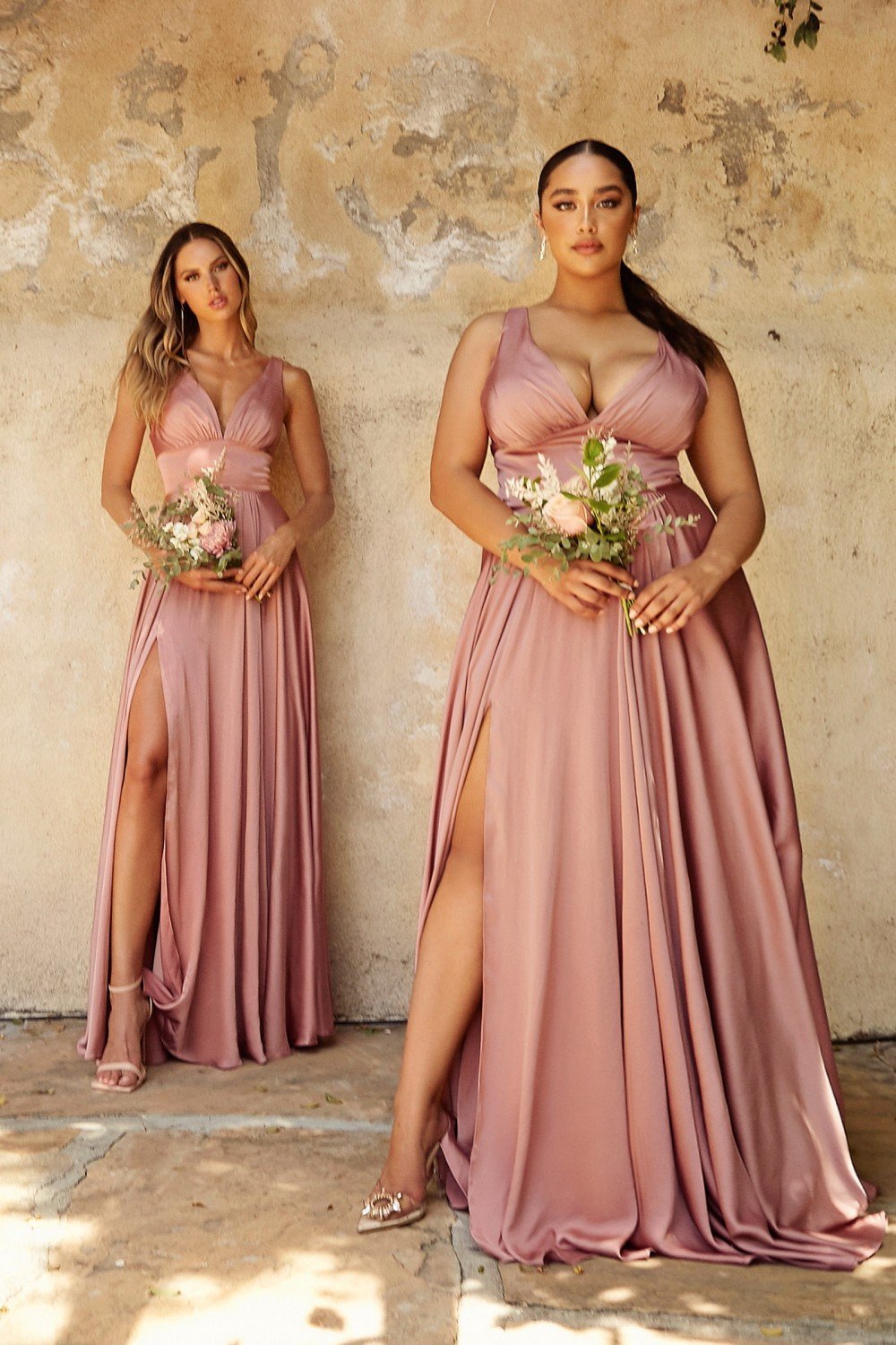 Satin Flowy A-line Dress by Cinderella Divine - 7469 (size 14-22) - Special Occasion/Curves