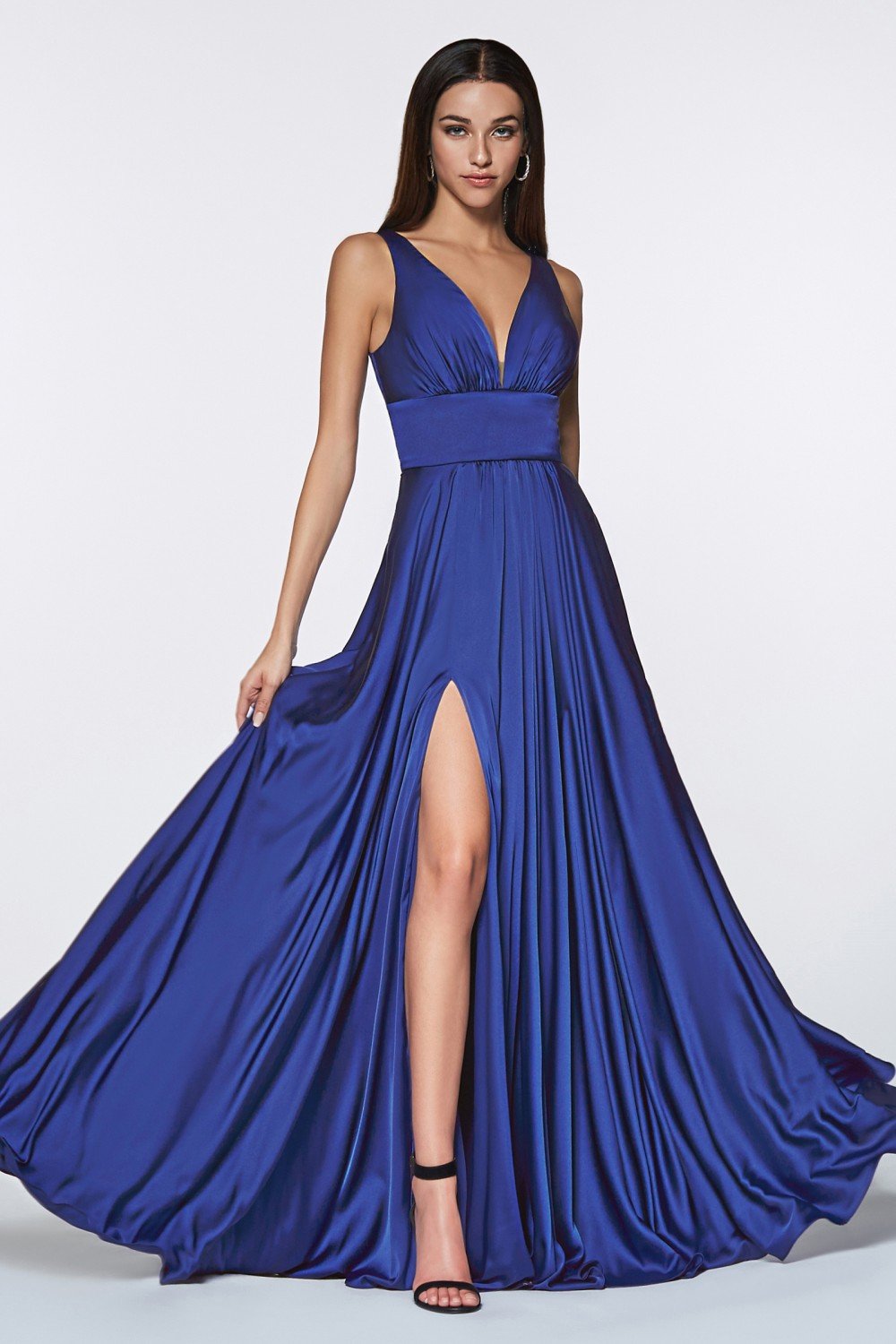 Satin Flowy A-line Dress by Cinderella Divine - 7469 (size 14-22) - Special Occasion/Curves