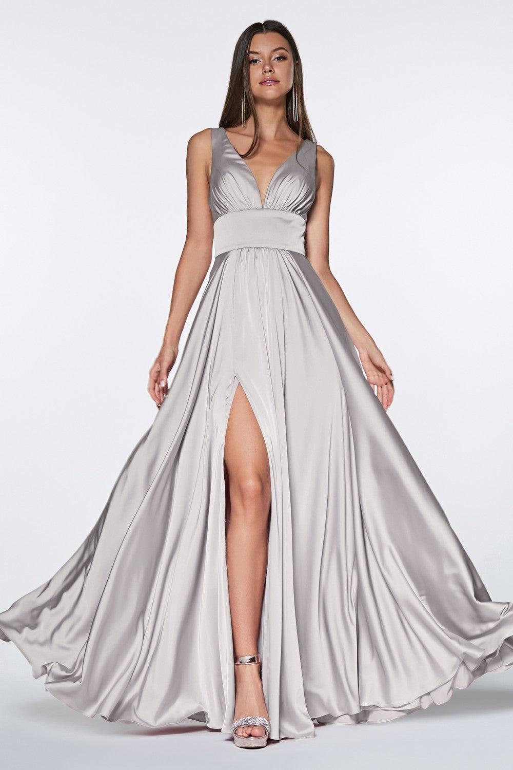 Satin Flowy A-line Dress by Cinderella Divine - 7469 (size 2 -12) - Special Occasion