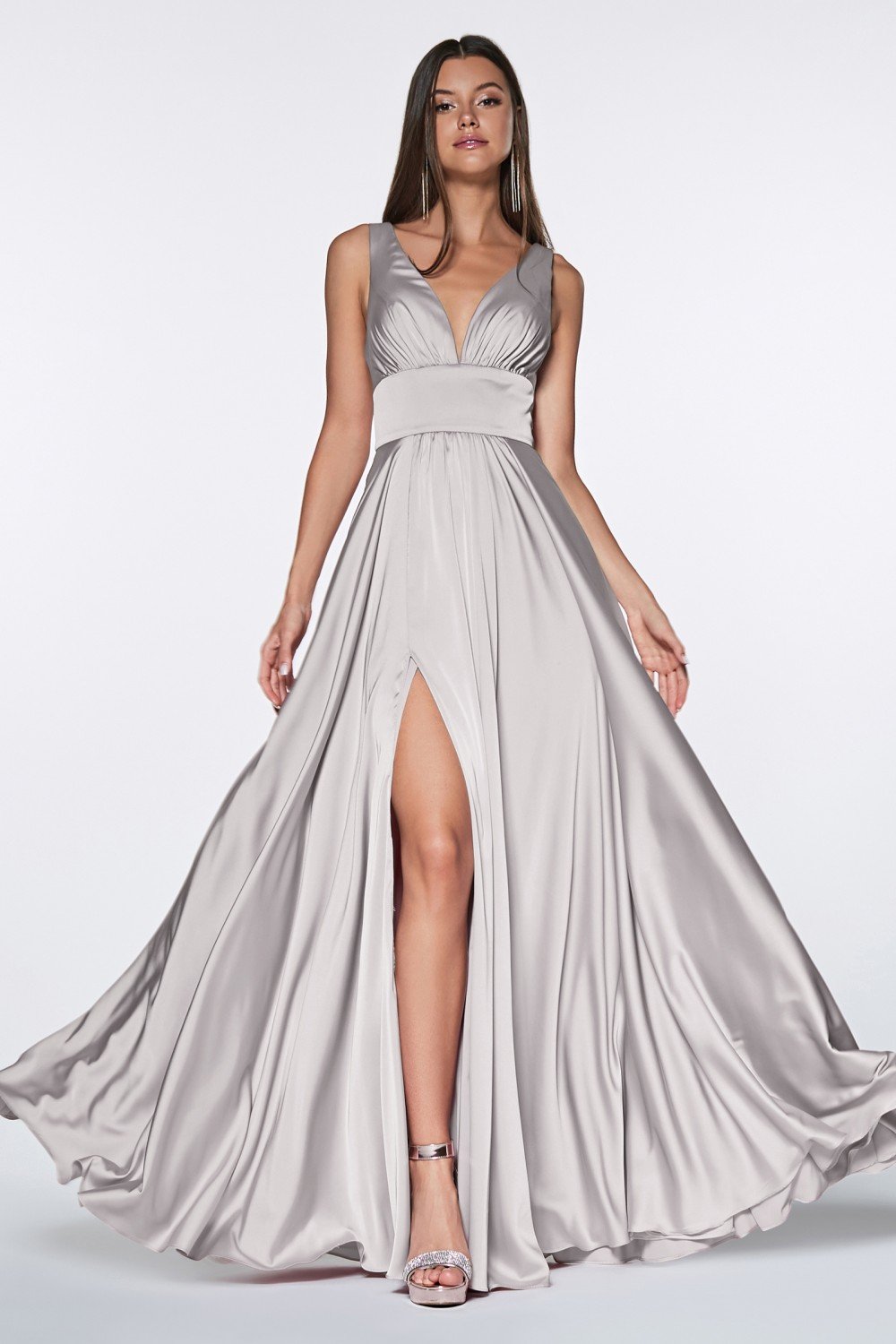 Satin Flowy A-line Dress by Cinderella Divine - 7469 (size 14-22) - Special Occasion/Curves