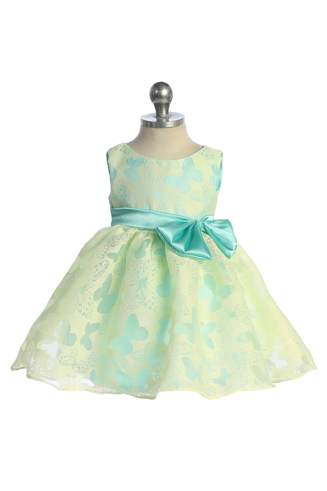 Mint Green and Gold Flower Girl Dress