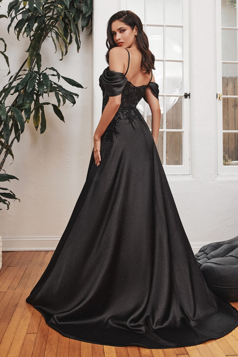 Black_1 Off The Shoulder Corset Slit Gown OC012 - Women Evening Formal Gown - Special Occasion