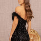 Black_3 Feather Sequin Velvet Mermaid Slit Gown GL3163 - Women Formal Dress - Special Occasion-Curves