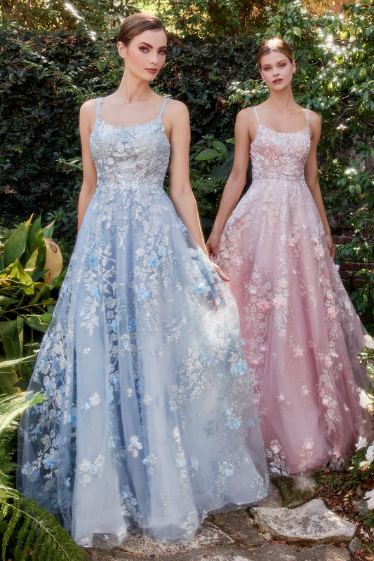 Blue-Spring-blush Moondust Florentine A-line Gown Andrea & Leo Couture - A1124