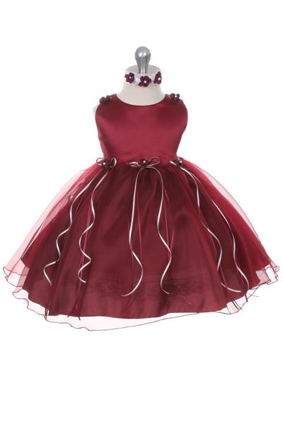 Baby Girl Rosebud Organza Party Dress - AS193 Kids Dream Ivory / S-6M Baby Girl Rosebud Organza Party Dress - AS193 Kids Dream Ivory / S-6M