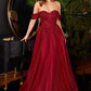 Burgundy Lace A-line Corset Slit Gown - Women Evening Formal Gown CD0198 - Special Occasion