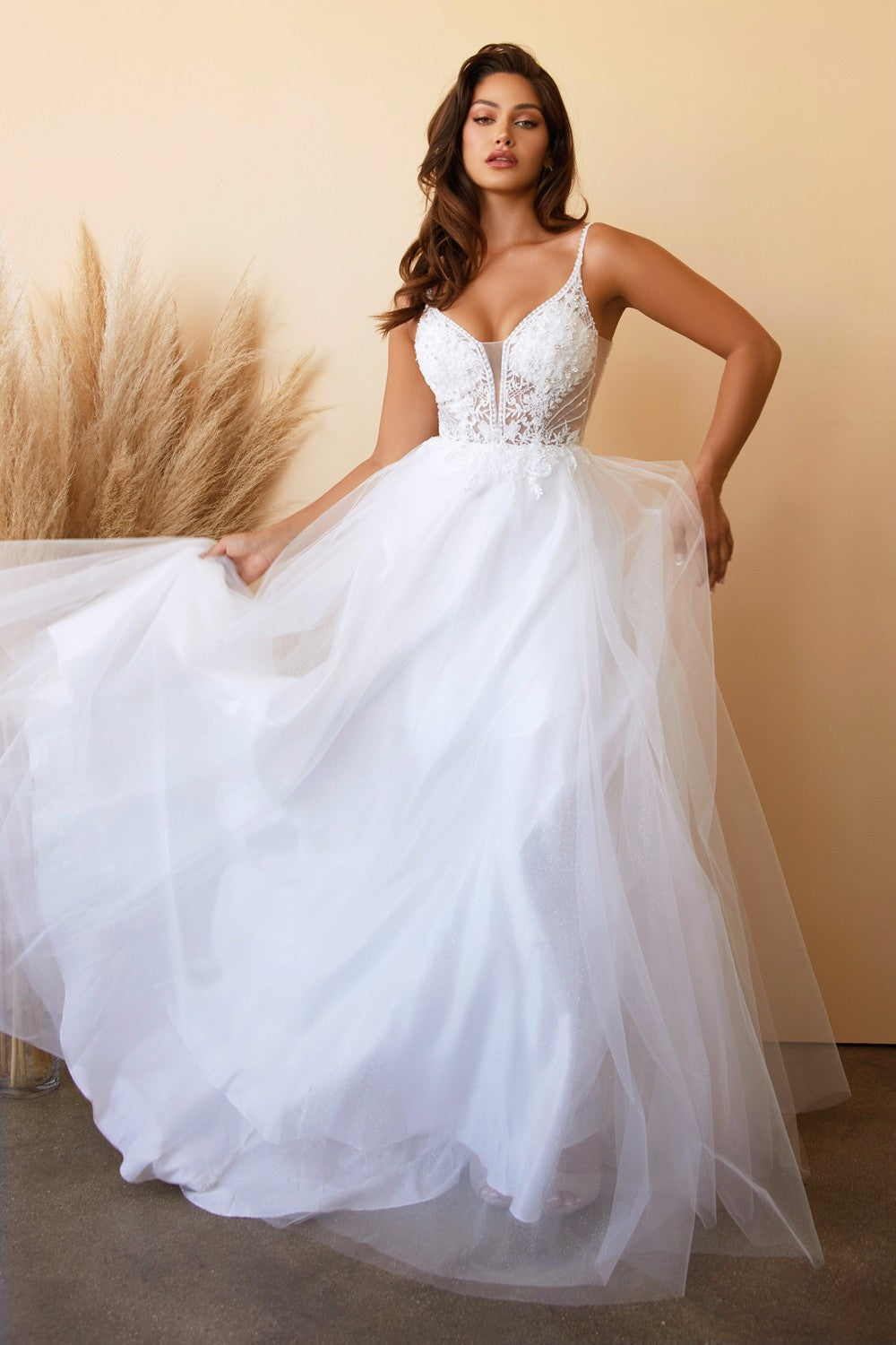 white layered wedding dress Nox Anabel -JE997 Sleeveless Layered Wedding Gown 12 / White