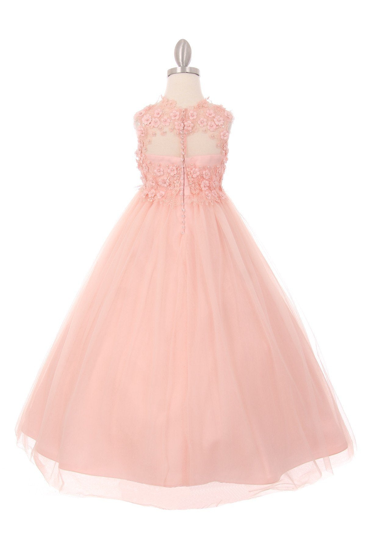 Floral Bodice Lace Tulle Flower Girl Dress by Cinderella Couture USA AS5035