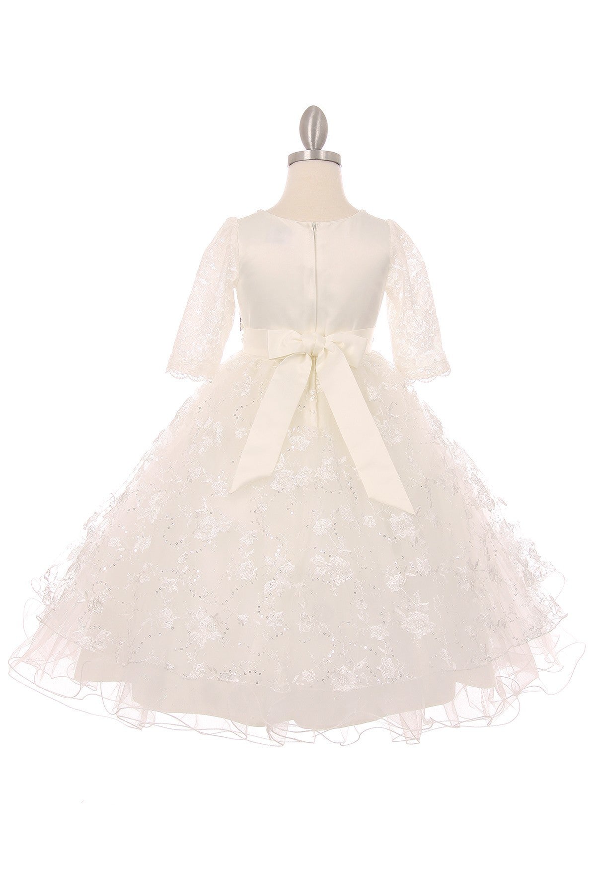 3/4 Sleeve Rhinestone Beaded Flower Girl Dress by Cinderella Couture USA AS2908