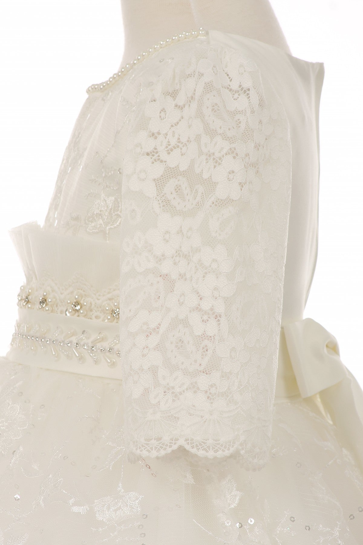 3/4 Sleeve Rhinestone Beaded Flower Girl Dress by Cinderella Couture USA AS2908