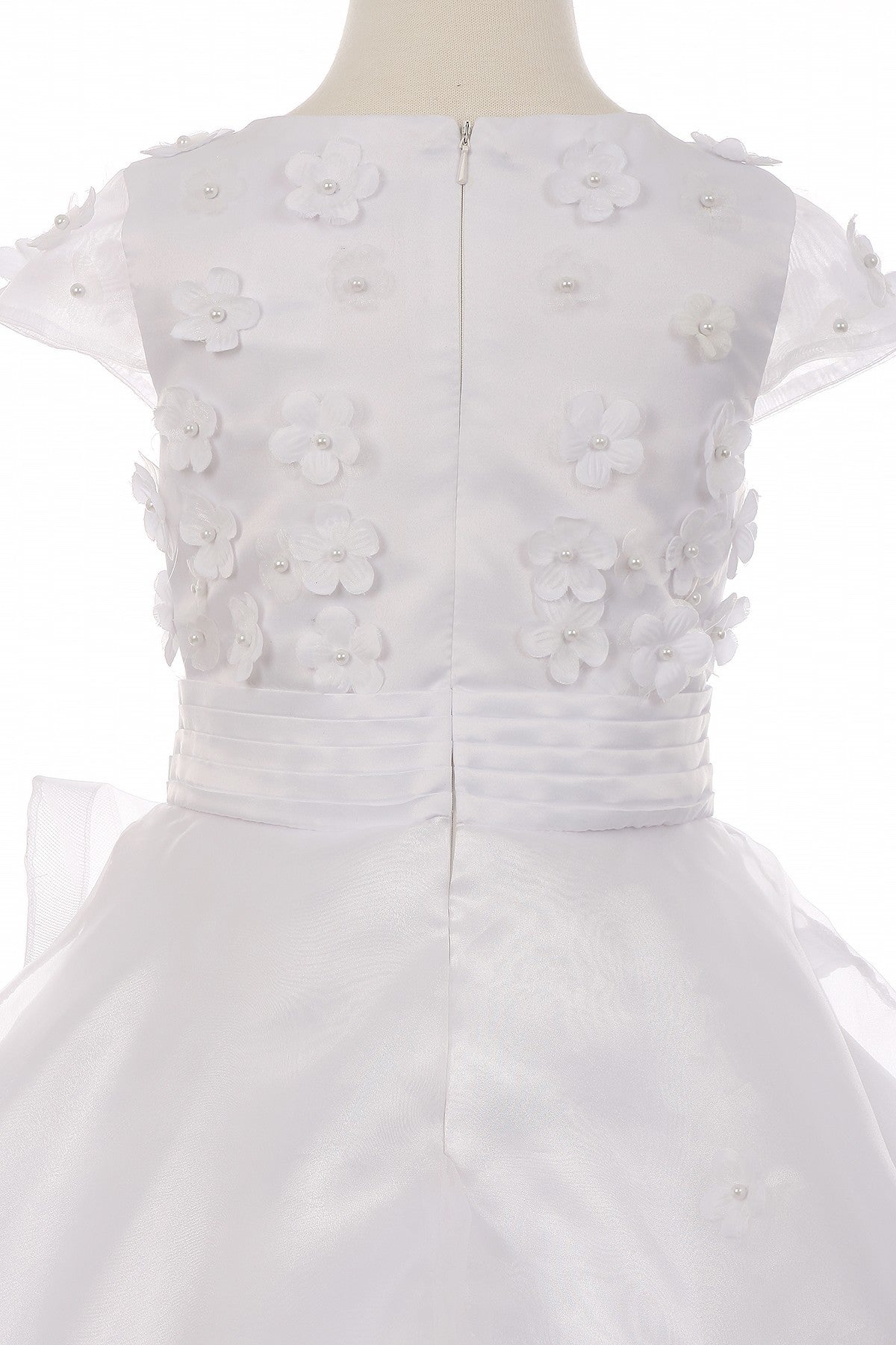 Cap Sleeve Satin Floral Organza Flower Girl Dress by Cinderella Couture USA AS2903