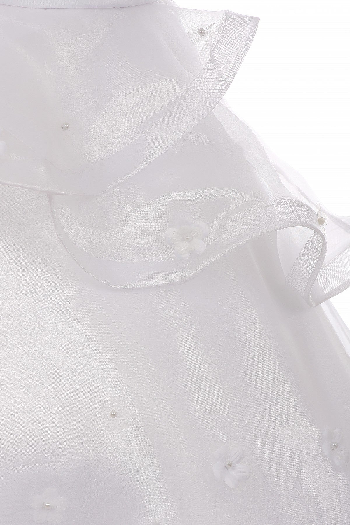 Cap Sleeve Satin Floral Organza Flower Girl Dress by Cinderella Couture USA AS2903